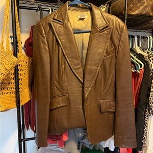 J. Crew Brown Leather Blazer
